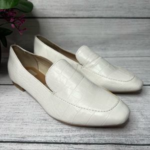 Dolce Vita Hiro Ivory Croc Embossed  Print Loafer Flat Size 8.5